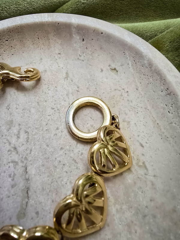 Givenchy Vintage Heart Link Bracelet in Gold Tone