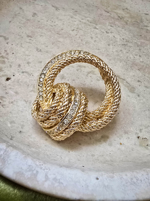 Christian Dior Vintage Gold Textured Knot Brooch