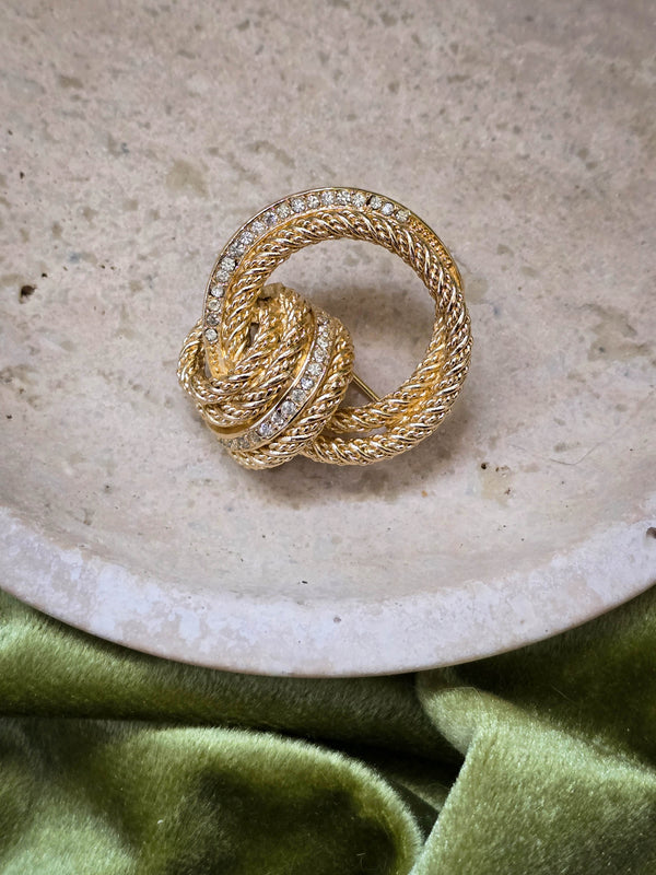 Broche nœud texturée dorée vintage Christian Dior