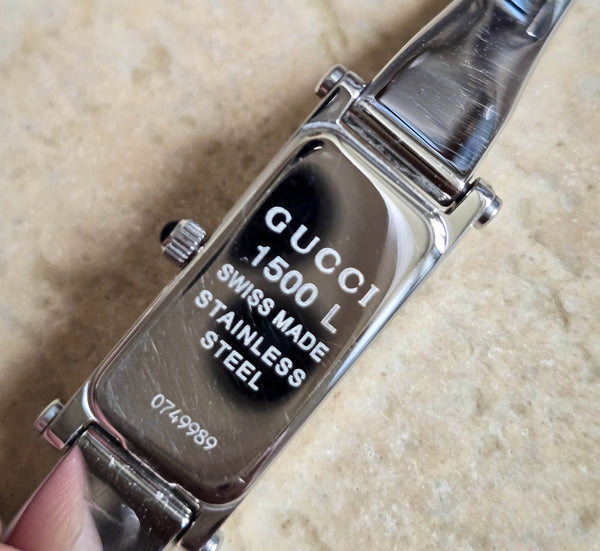 Vintage Gucci 1500L Stainless Steel Bangle Watch – Women's Size
