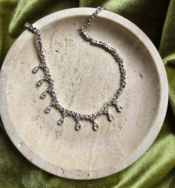 Givenchy Silver-Tone Crystal Drop Necklace