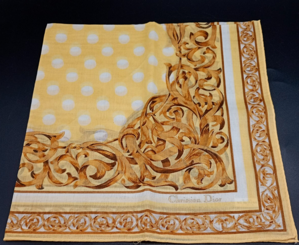 Christian Dior Vintage Baroque Dot Cotton Bandana Scarf
