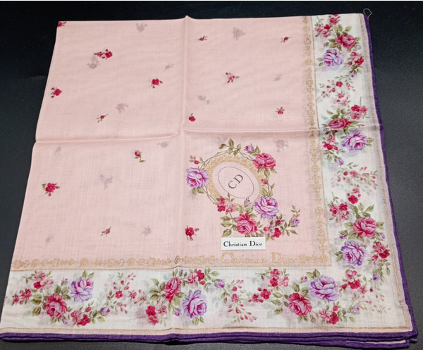 Christian Dior Vintage Floral Cotton Bandana Scarf