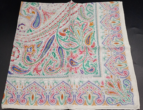 Yves Saint Laurent Vintage Paisley Cotton Bandana Scarf