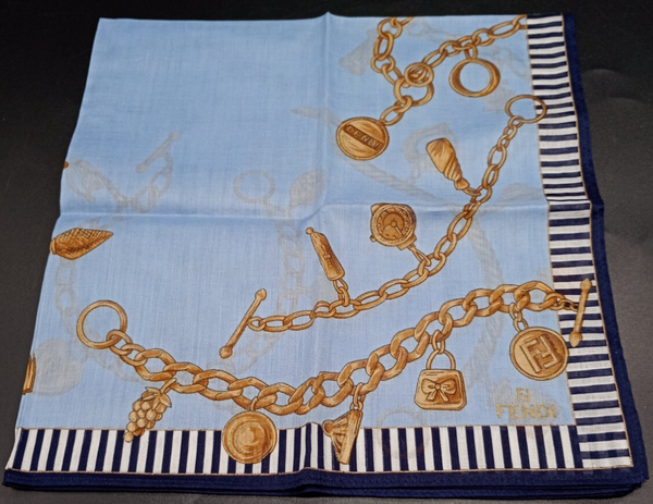 Fendi Vintage Charm Chain Cotton Bandana Scarf