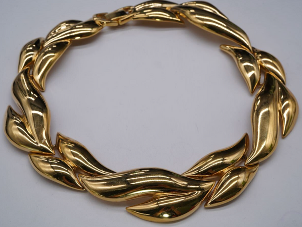 Givenchy Vintage Sculptural Gold Leaf Necklace