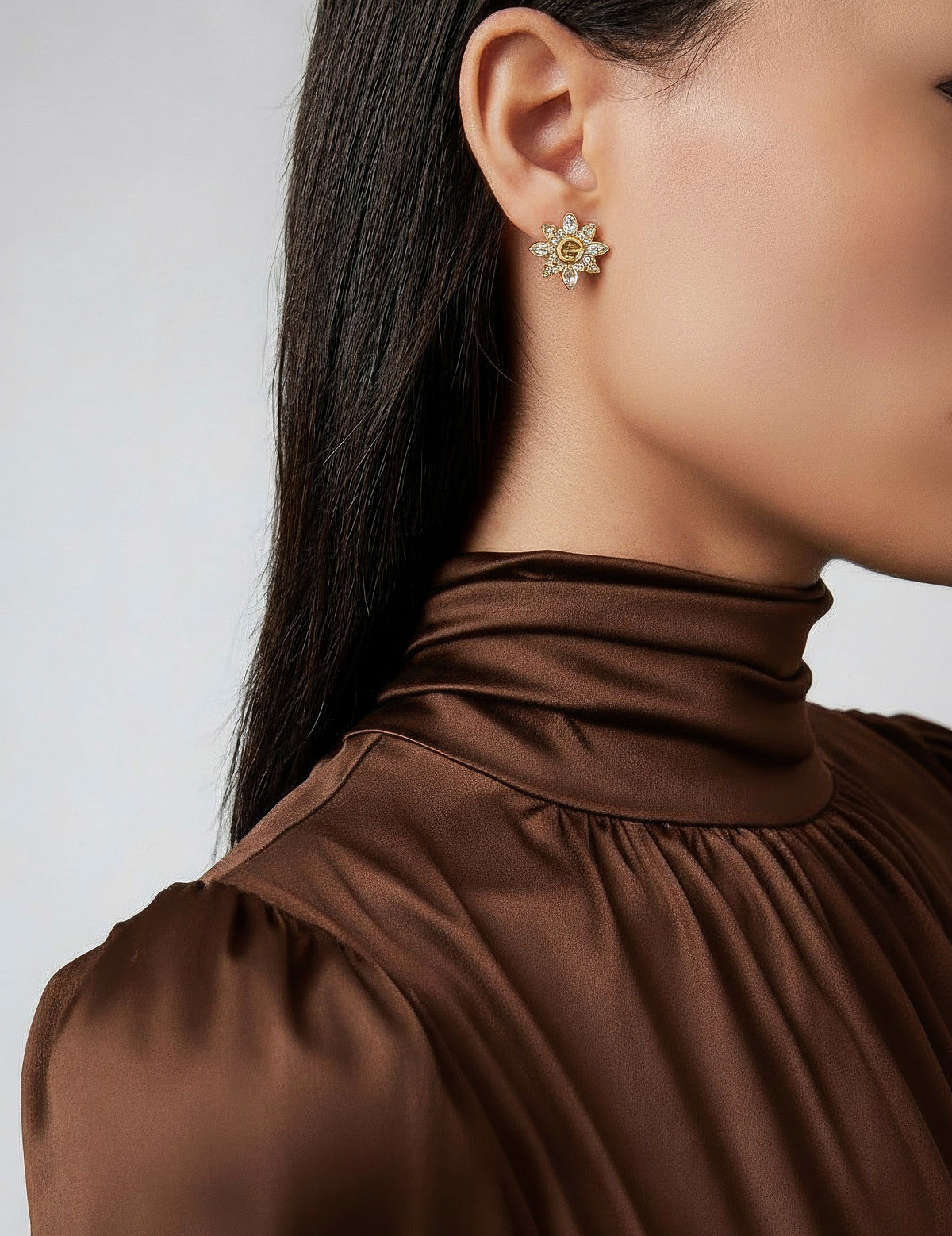 Givenchy Vintage Gold-Plated Floral Clip-On Earrings