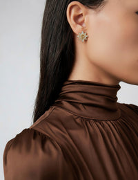 Givenchy Vintage Gold-Plated Floral Clip-On Earrings