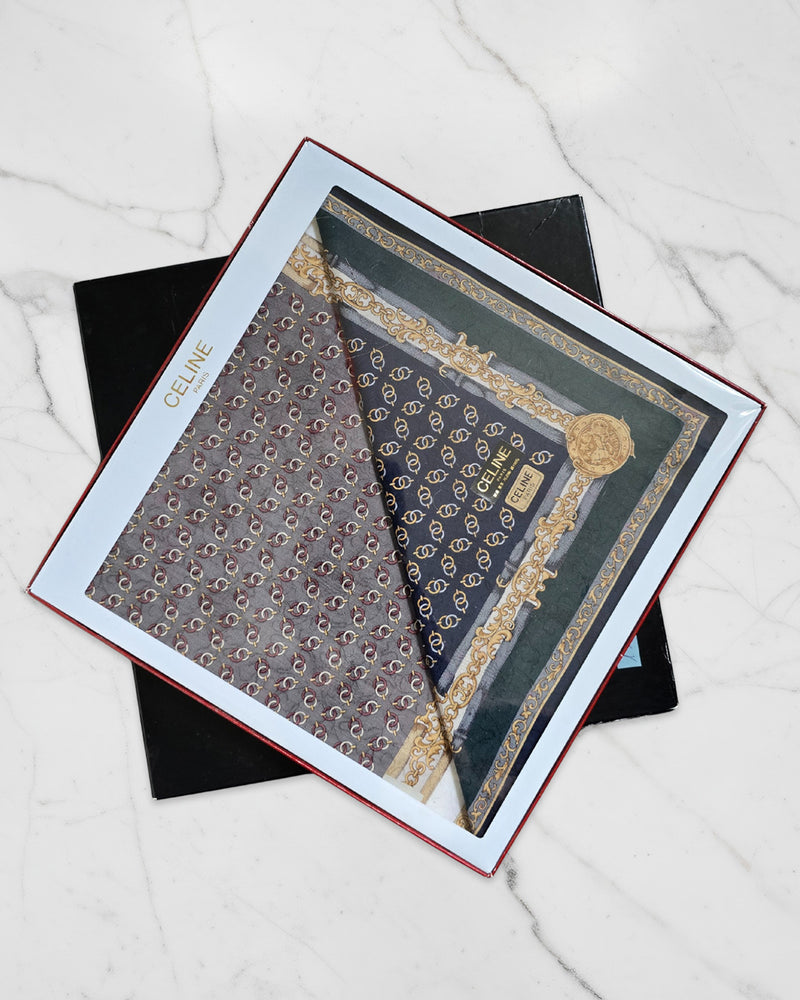 Set of 2 Vintage Céline Silk Scarves