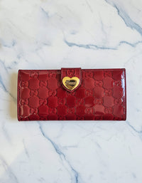 Gucci Red Patent Leather Heart Long Wallet