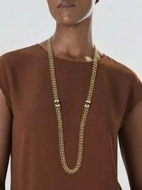 Vintage Nina Ricci Chain Sautoir With Black & Clear Rhinestones