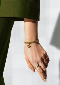 Vintage Givenchy Gold-Tone Chain Bracelet with Geometric Crystal Charm