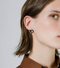 Givenchy Gold-Tone & Black Enamel Knot Clip-On Earrings