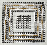 Foulard Bandana Fendi Vintage FF Géométrique Noir et Doré