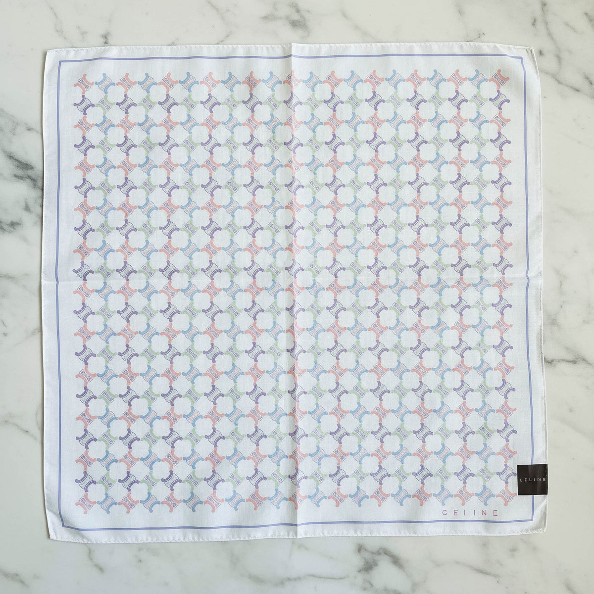 Foulard Bandana Céline Vintage Motif Triomphe Pastel