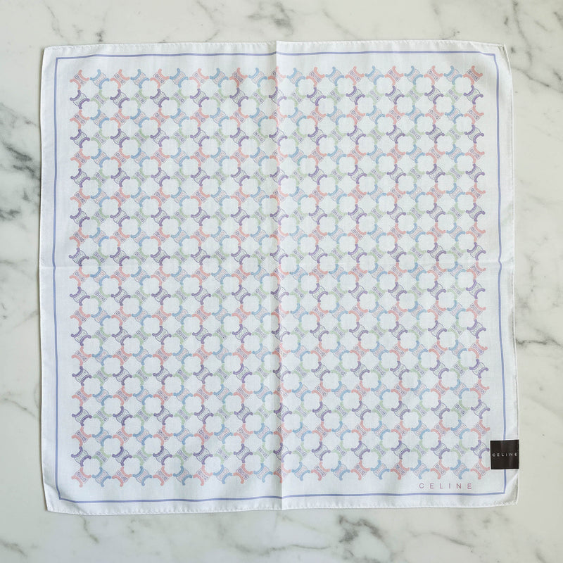 Foulard Bandana Céline Vintage Motif Triomphe Pastel