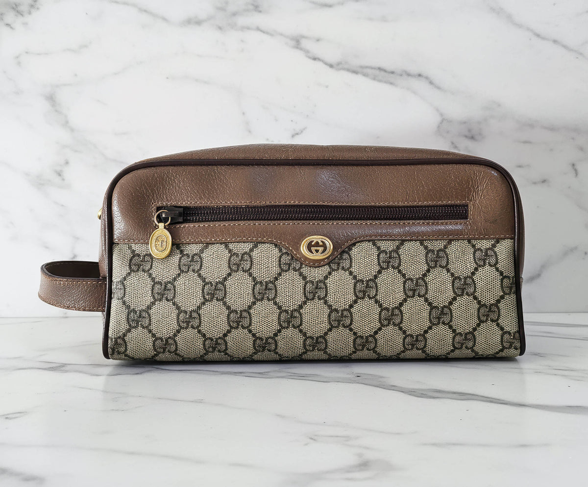 Gucci Toiletry Pouch GG Monogram Brown Canvas
