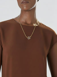 Nina Ricci Necklace with Rhinestone & Red Cabochon Pendant
