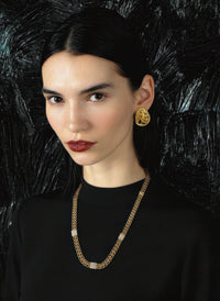 Sautoir Art Déco Nina Ricci Plaqué Or avec Cristaux