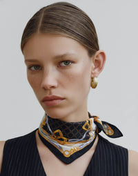 Foulard Bandana Céline Vintage – Motif Équestre Rubans &amp; Mors de Cheval