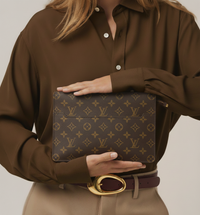 Louis Vuitton Monogram Clutch Bag Brown Canvas