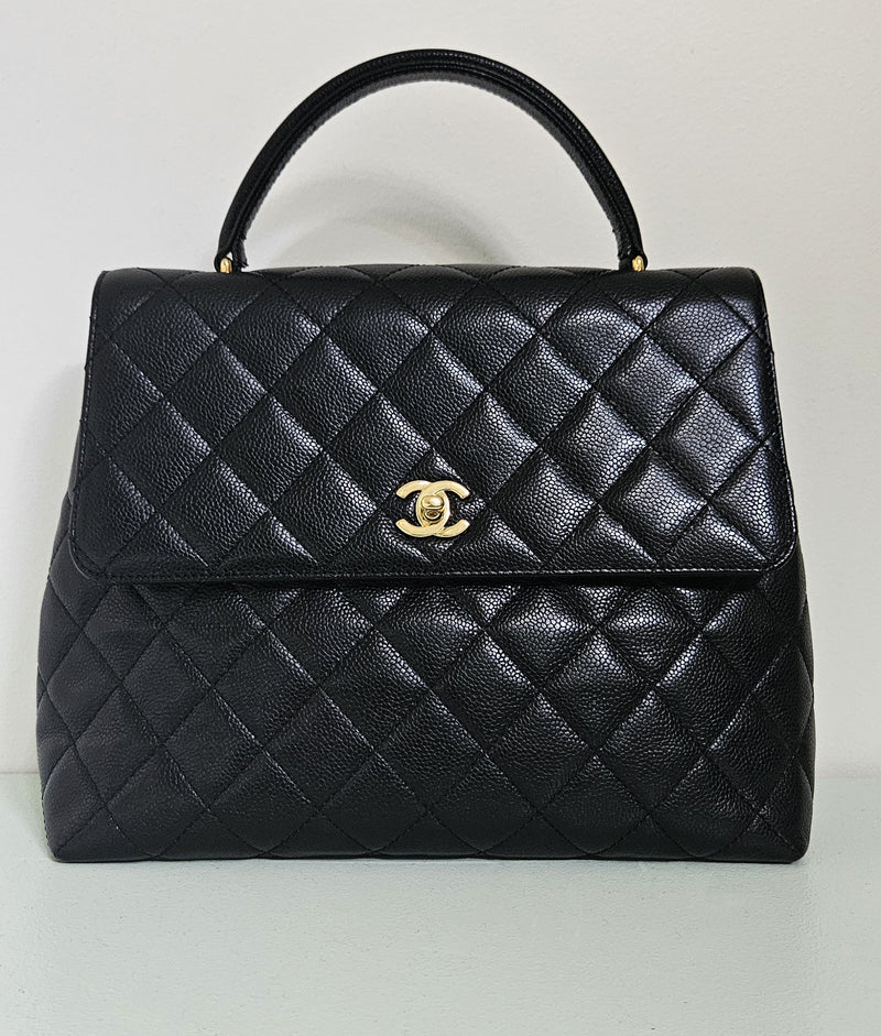 Vintage Chanel Coco Handle Kelly Bag in Black Caviar Leather (2002-2003)