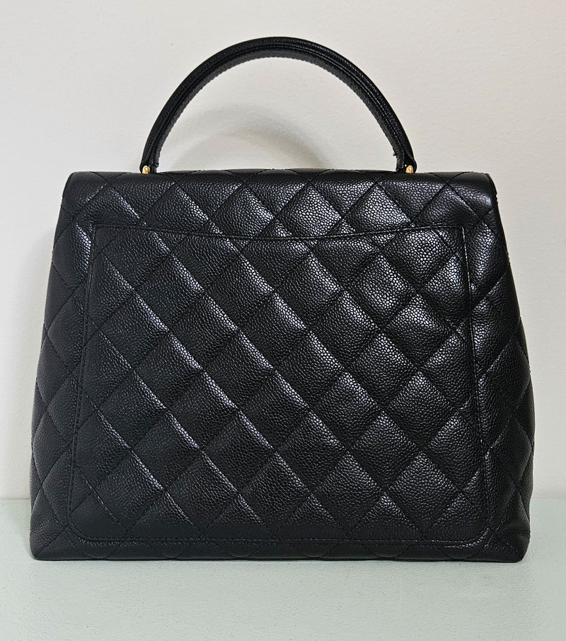 Vintage Chanel Top Handle Kelly Bag in Black Caviar Leather (2002-2003)
