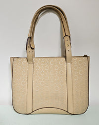 Celine Beige Tote Bag with Leather Trim