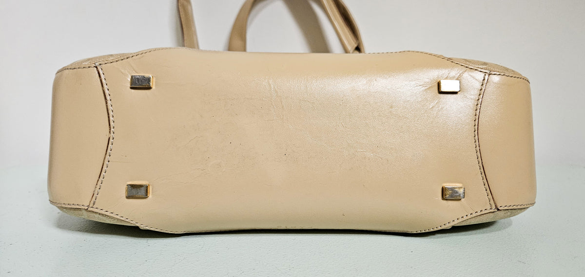 Celine Beige Tote Bag with Leather Trim