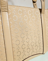 Celine Beige Tote Bag with Leather Trim