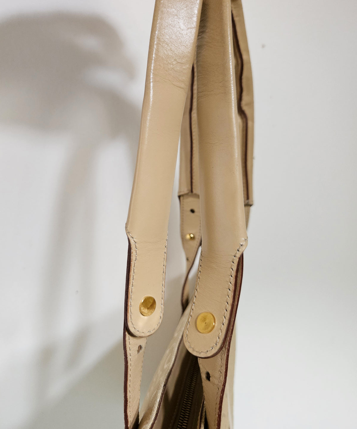 Celine Beige Tote Bag with Leather Trim