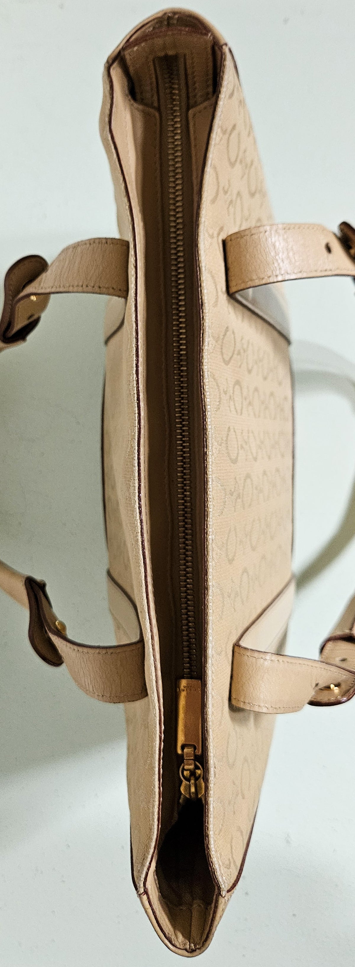 Celine Beige Tote Bag with Leather Trim