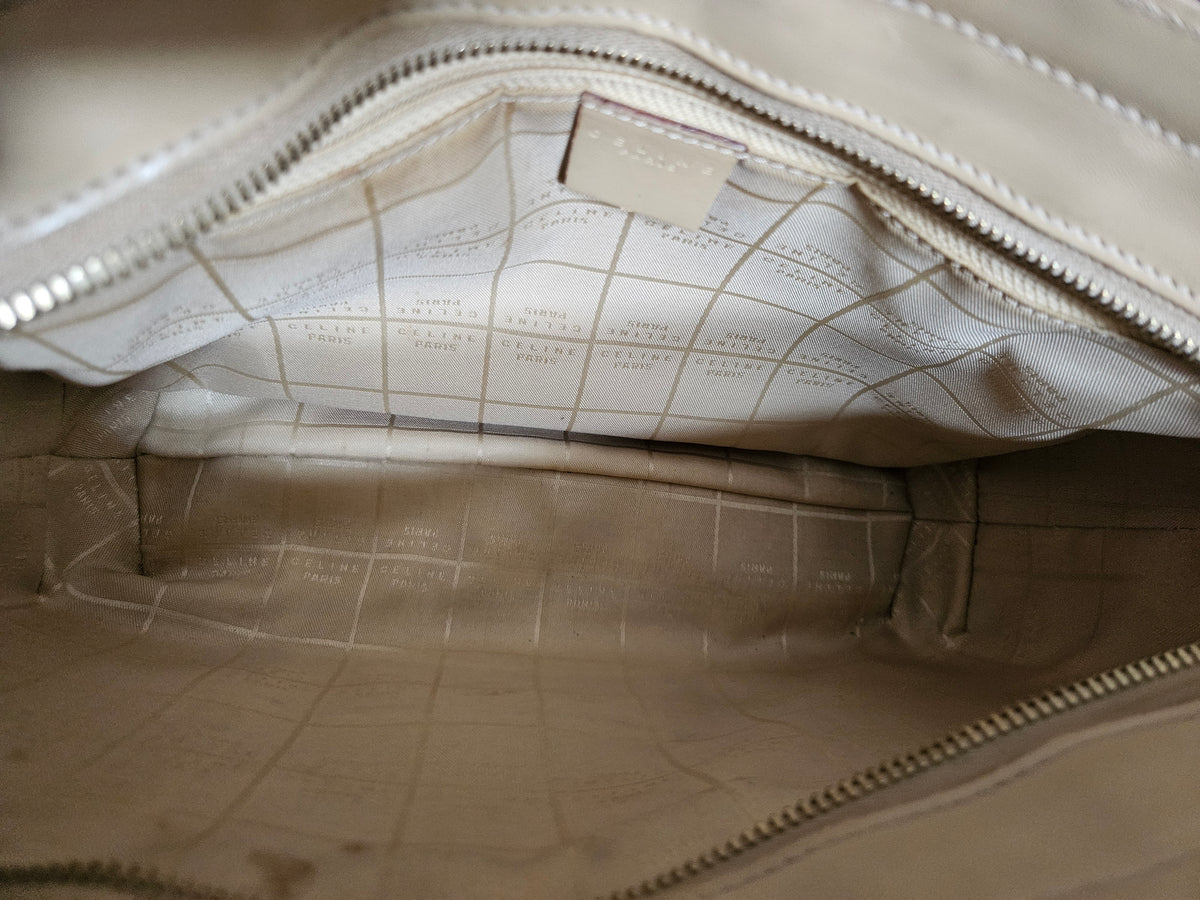 Celine Beige Tote Bag with Leather Trim