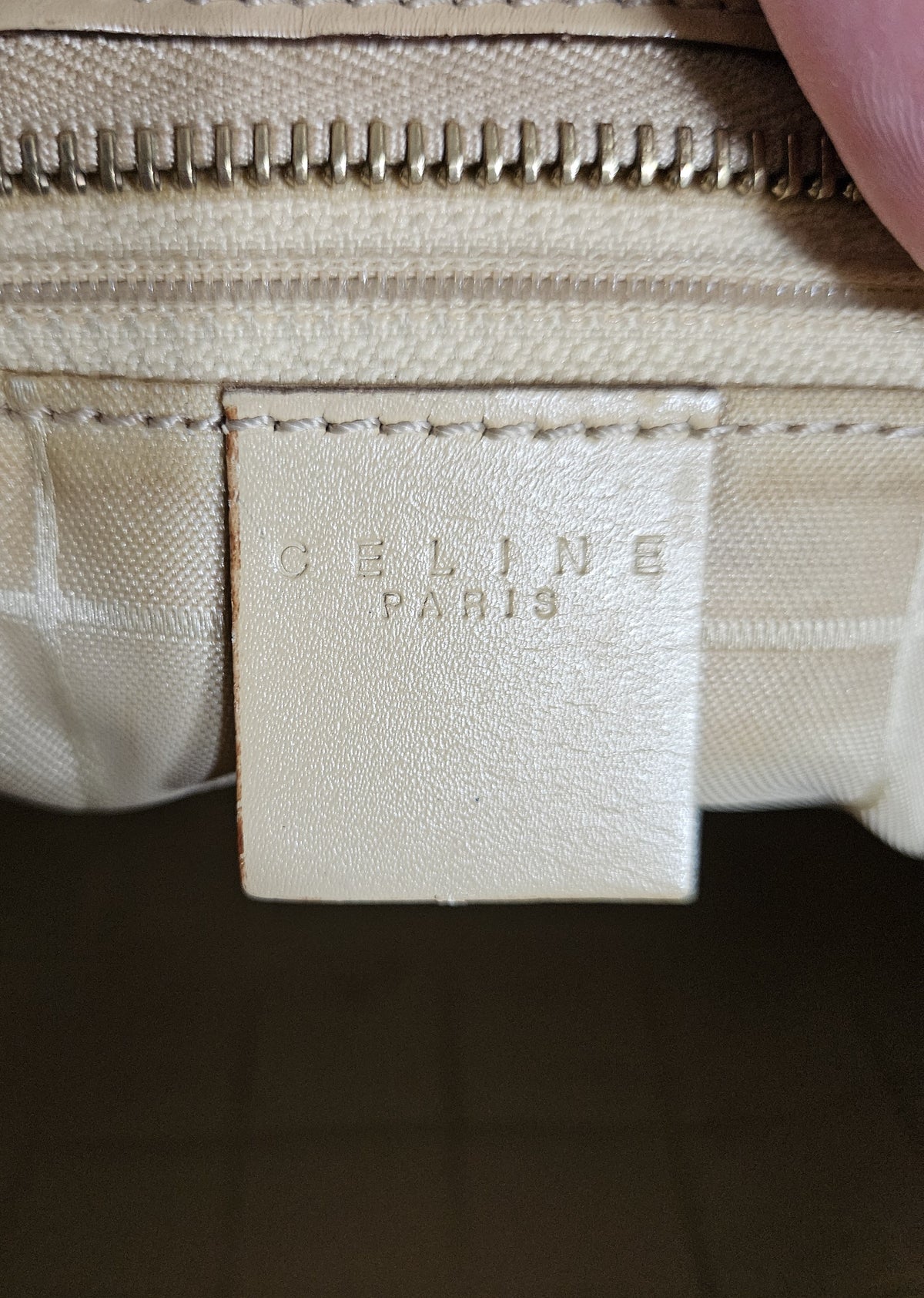 Celine Beige Tote Bag with Leather Trim