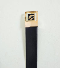 Dior Leather Belt with Gold Logo Buckle  T.36