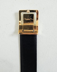Dior Leather Belt with Gold Logo Buckle  T.36