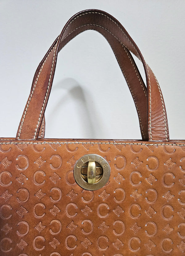 Sac à main vintage en cuir marron Céline