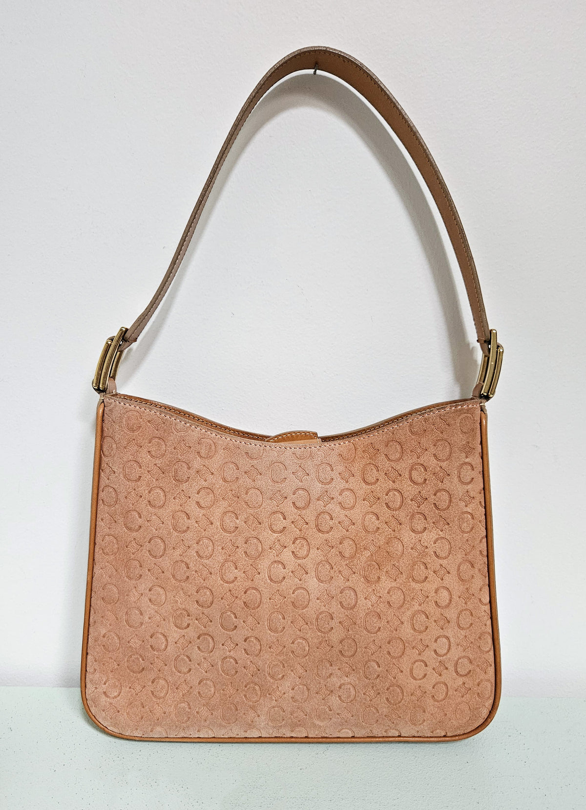 Celine Salmon Suede Shoulder Bag