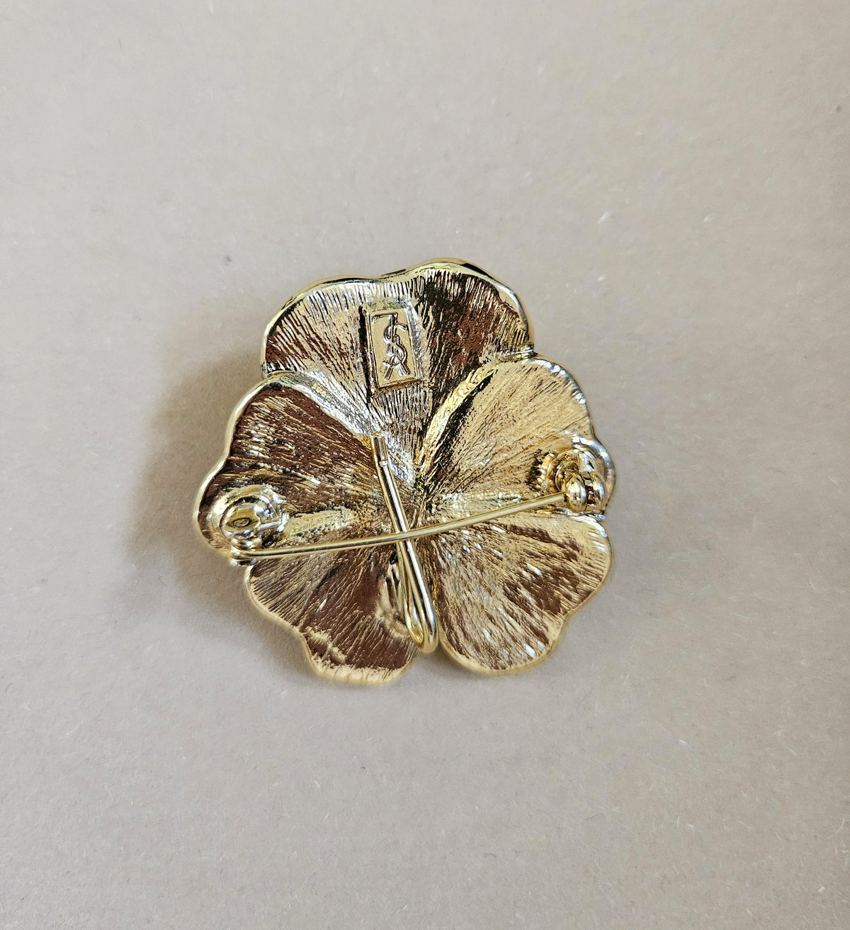YSL Gold-Plated Flower Brooch