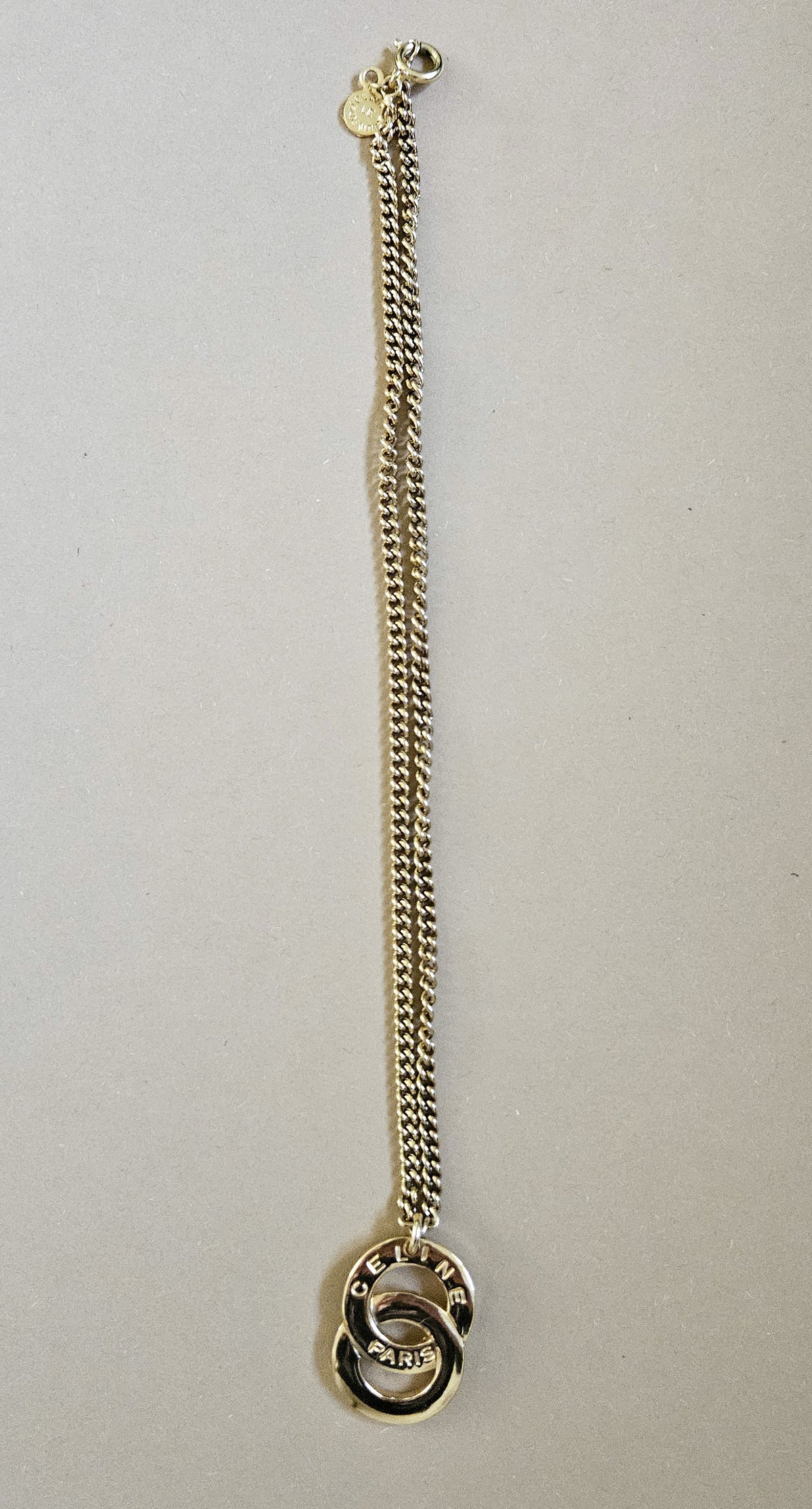 Vintage Céline Gold-Plated Double hoop Logo Necklace