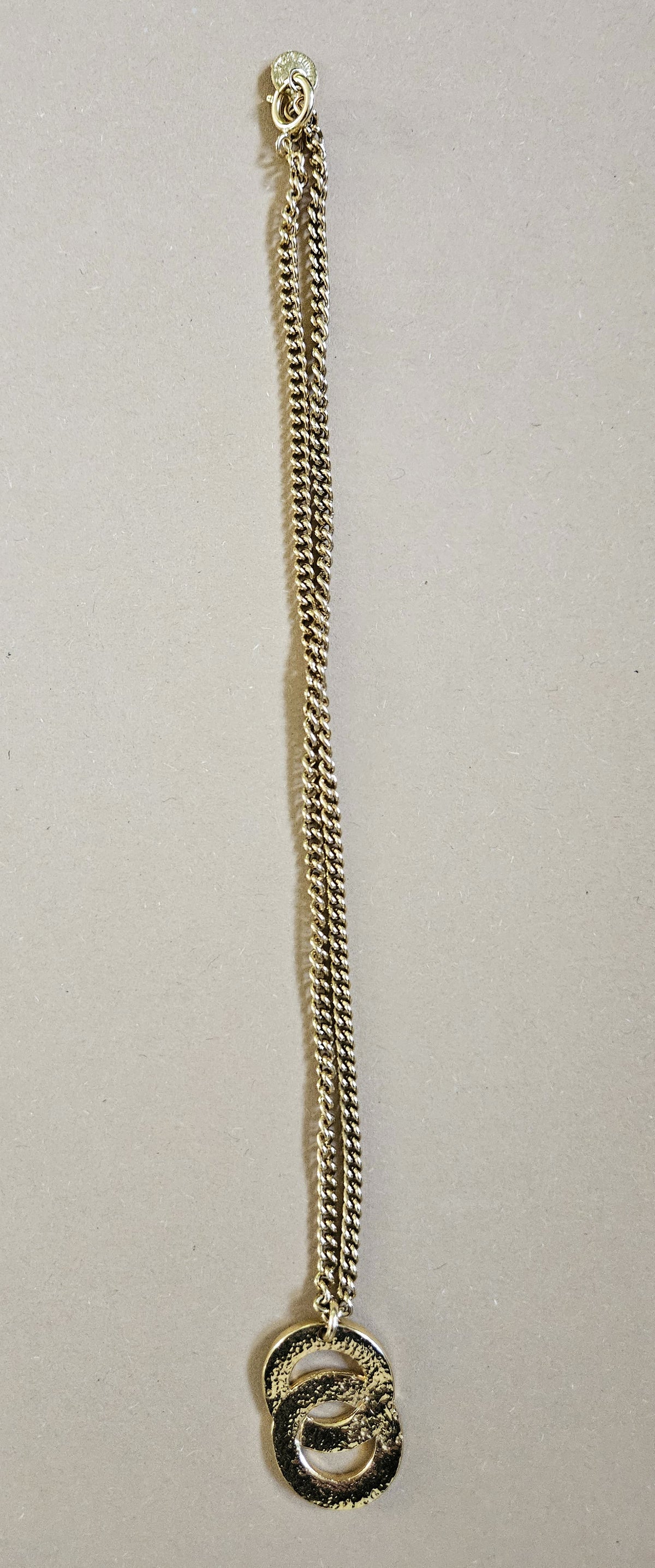 Vintage Céline Gold-Plated Double hoop Logo Necklace
