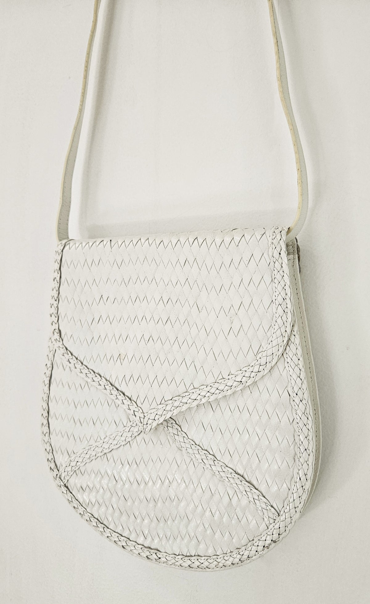 Yves Saint Laurent Vintage White Woven Leather Bag