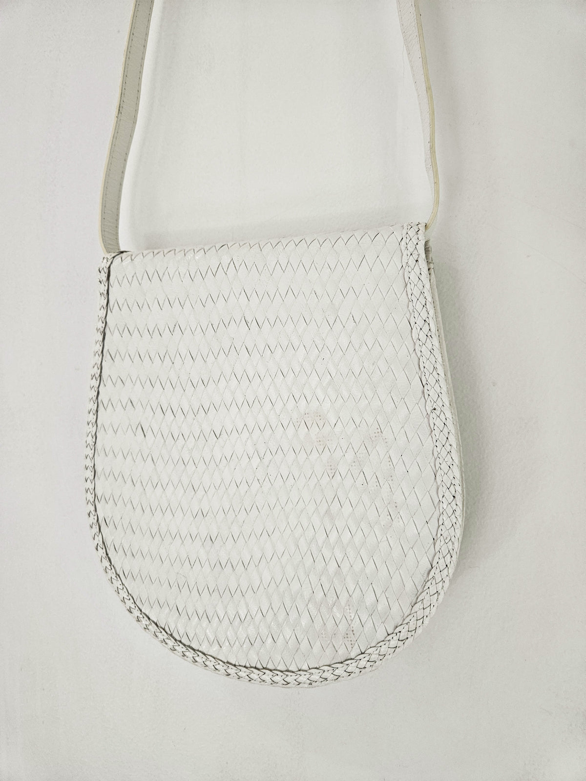 Yves Saint Laurent Vintage White Woven Leather Bag