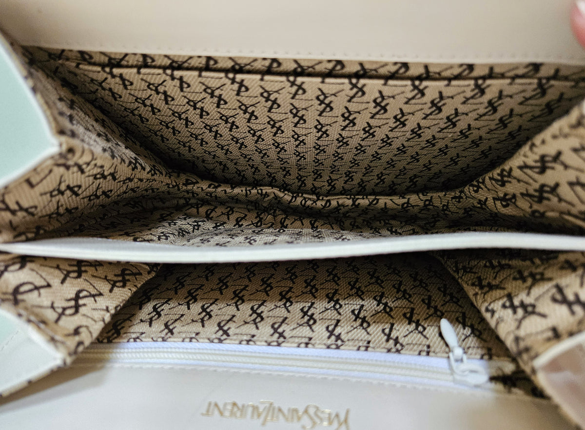 Yves Saint Laurent Vintage White Woven Leather Bag