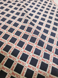 Celine Silk Scarf – Checkered Print, Navy & Red