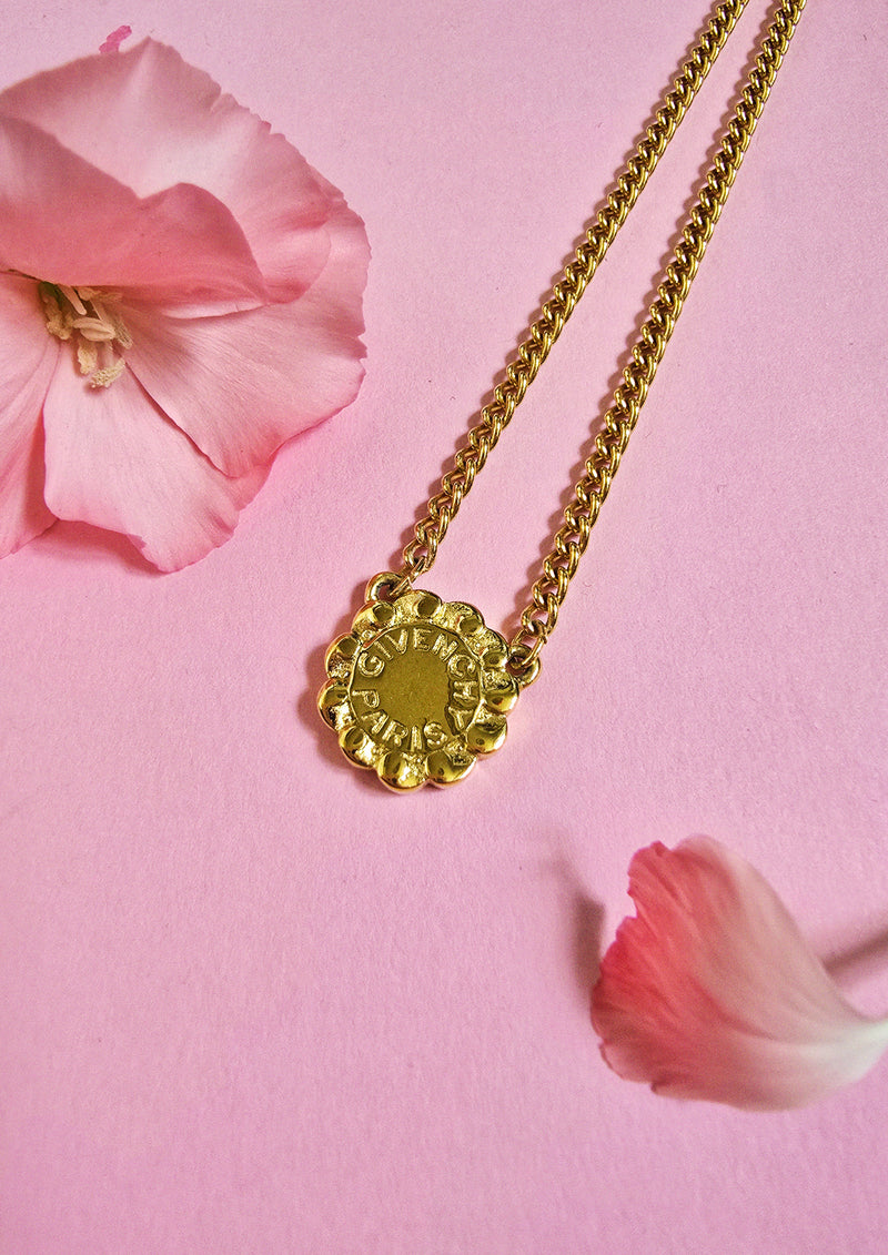 Givenchy Vintage Gold-Plated Necklace- Round Pendant
