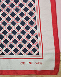 Celine Silk Scarf – Checkered Print, Navy & Red
