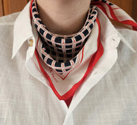 Celine Silk Scarf – Checkered Print, Navy & Red