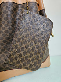Celine Vintage Macadam Coated Canvas Bucket Bag with Wallet