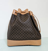 Celine Vintage Macadam Coated Canvas Bucket Bag with Wallet